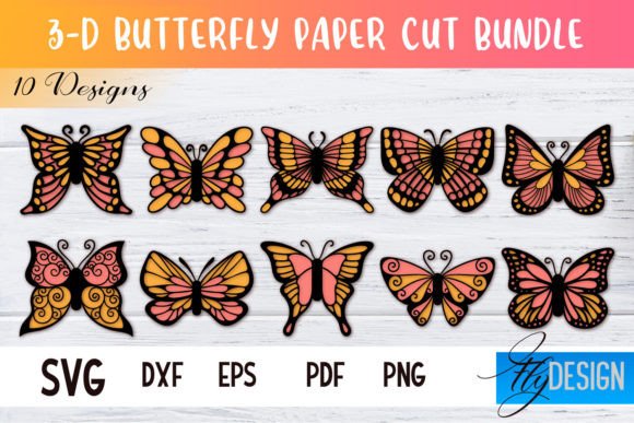 3D Butterfly Paper Cut SVG: Graphics for Crafts