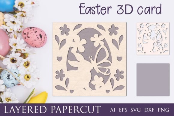 3D Easter Papercut Graphics for Crafts