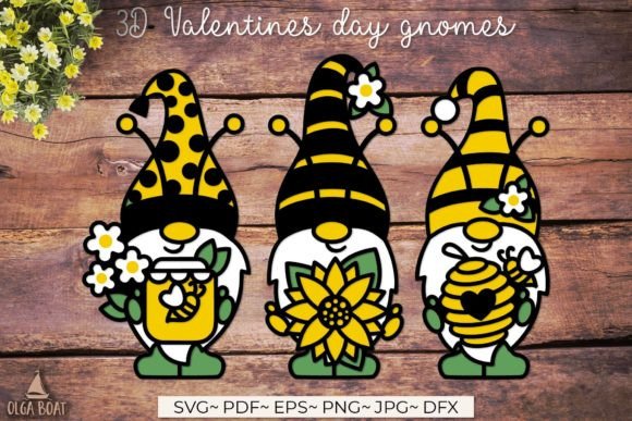 3D Gnome Sunflower Graphics for Crafts