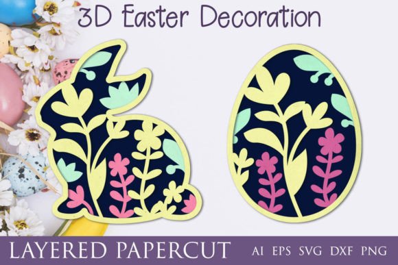 3D Layered Easter Papercut: Graphics for Crafts