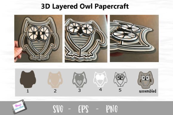 3D Layered Owl SVG: Graphics for Crafts