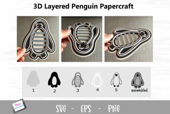 3D Layered Penguin SVG for Crafts Graphics