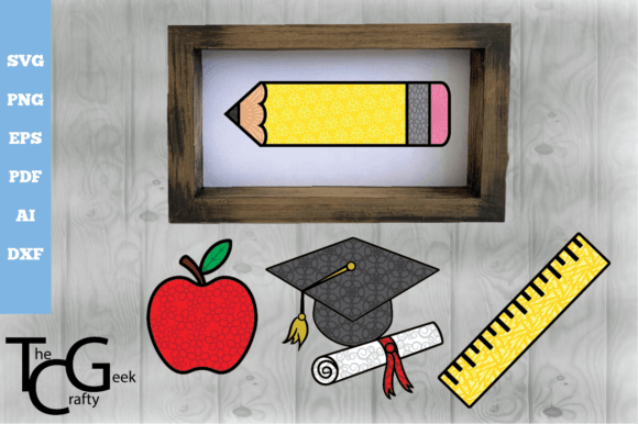 3D Layered School Icons: Graphics for Crafts