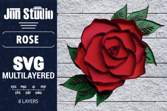 3D Rose SVG for Crafts & Graphics