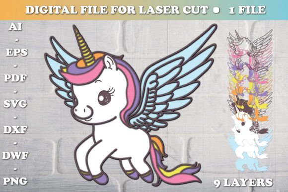 3D Unicorn Multilayer Paper Cut SVG for Crafts & Graphics