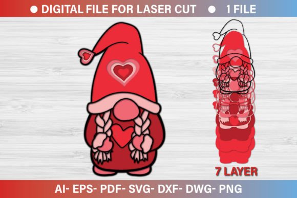 3D Valentine Gnome SVG for Crafts & Graphics