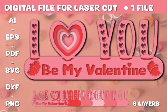 3D Valentine SVG: Crafts & Graphics