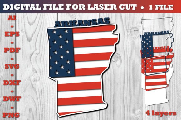 Arkansas 3D SVG Flag: Crafts & Graphics