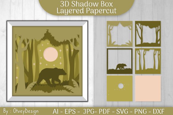 Bear Papercut 3D Graphics & Print Templates
