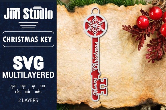 Christmas Magic Key 3d Multilayered SVG: Graphics for Crafts