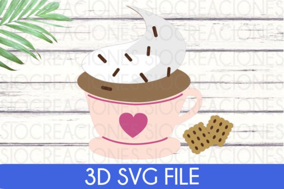 Coffee with Cream 3D SVG: Shapes for Sellers