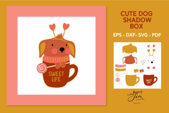 Cute Dog Shadow Box SVG: Graphics for Crafts