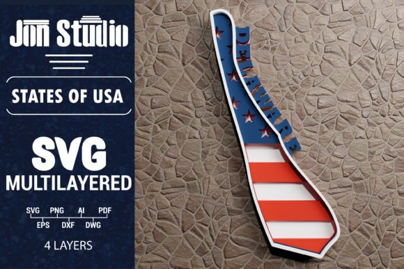 Delaware 3D SVG Flag: Graphics for Crafts