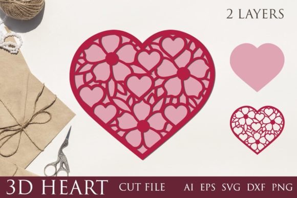 Floral Heart Graphics for Crafts & Branding