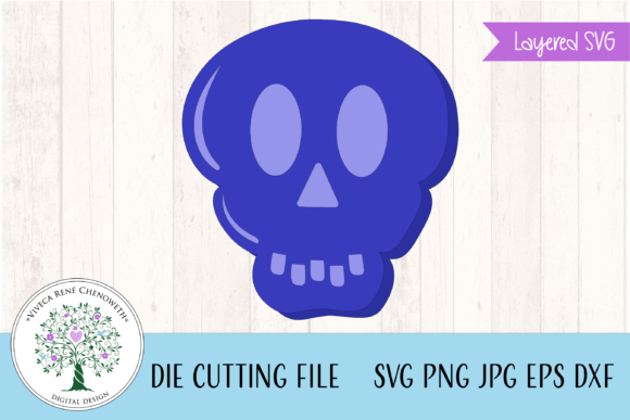 Halloween Sugar Skull Blue Layered SVG: Graphics for Crafts