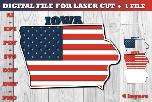 Lowa USA 3d SVG Flag: Graphics for Crafts