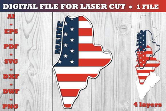Maine USA 3D SVG Flag: Graphics for Crafts