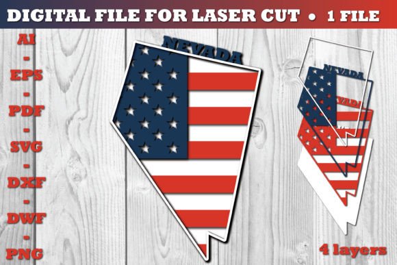 Nevada USA 3d SVG Flag Paper Cut Graphics for Crafts