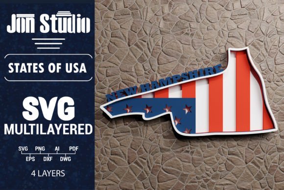 New Hampshire 3D SVG Flag for Graphics & Crafts