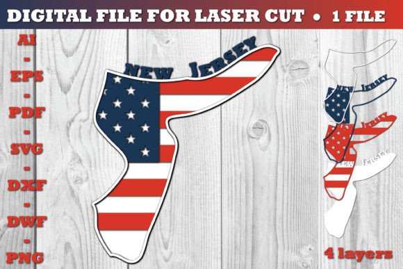 New Jersey USA 3D SVG Flag: Graphics for Crafts