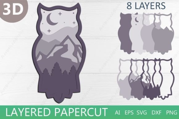 Owl 3d Laser Cut Graphics for Crafts