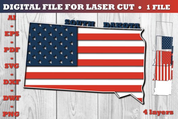 South Dakota 3D SVG Flag: Graphics for Crafts