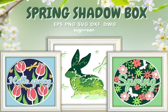 Spring Shadow Box 3D Layered SVG for Crafts and Graphics