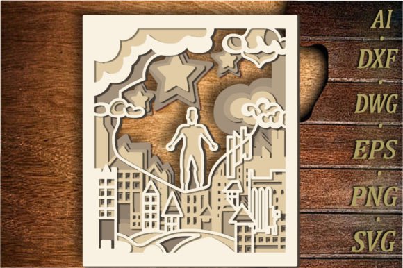 Super Dad Shadow Box 3D SVG for Laser Cutting