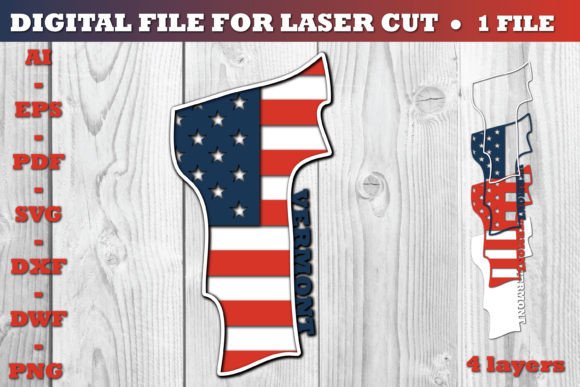 Vermont USA 3D SVG Flag: Graphics for Crafts